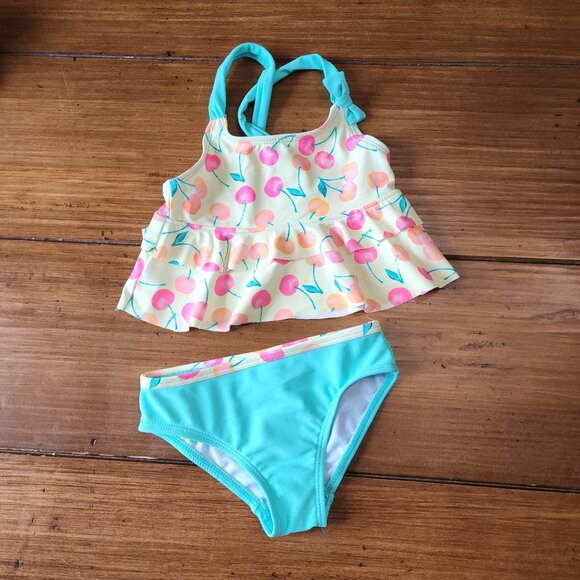 Shelloha - Toddler Girl Cherry Print 2Pc Swimsuit. Size 18 Months NWOT - Picture 1 of 11